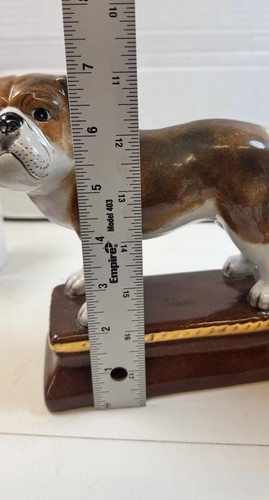 Vintage Bulldog Pair Staffordshire Style Mantle Vtg Dapper Bookends Figurines - Picture 17 of 18
