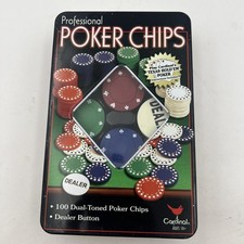 Cardinal Professional Poker Chips Dual Toned Set Of 100 Total W Dealer Chip NIB