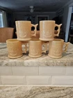 Set of 2 Vintage Whataburger Milk Glass Ivory Nickel Indian Buffalo Coffee Mug