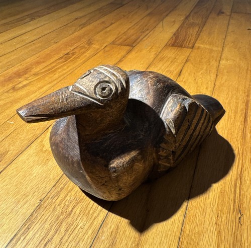 Antique Hand Carved Wooden Duck Decoy Solid Wood Primitive Rustic - Picture 2 of 8