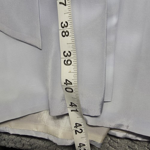 Accappatoio kimono vintage made in Japan seta blu chiaro ricamato cintura donna 41” - Foto 10 di 10