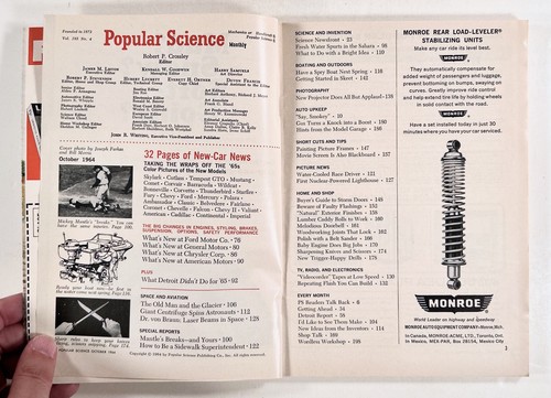 1964 Oct POPULAR SCIENCE von Braun SPACE LASERS '65 new cars NUCLEAR LIGHTHOUSE - Picture 4 of 7