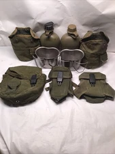 Vtg U.S. Military LOT Clip On Belt- Magazine Pouch, Canteen Covers Stainless Cup