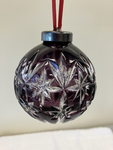 Waterford 2001 Rare Amethyst Crystal Cased Ball Ornament VG+ in Box w/Paperwork - Picture 4 of 6