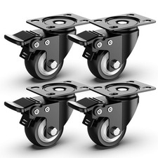 4pc 2 inch Universal Caster Wheels Heavy Duty With Safety Brake Top Plate 600lbs