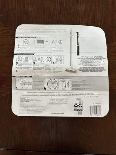 3M Command Adhesive Wall Mounted White Gray Broom Mop Grippers 4 Pk New - Picture 4 of 6