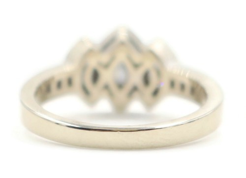 1/2 ct Marquise and Round Diamond Halo Past Present & Future 14K Engagement Ring - Picture 13 of 24