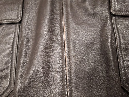 Vintage LANDING Leather Navy US Flag Brown Leather Bomber Aviator Jacket SZ LT - Bild 3 von 11