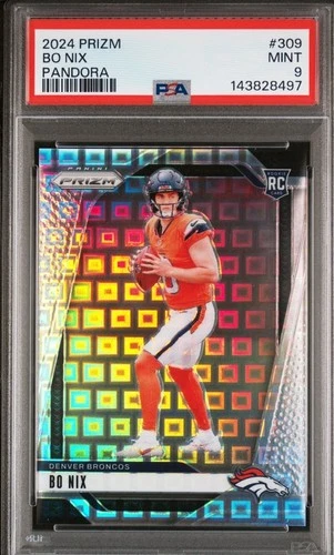 2024 PSA 9 Panini Prizm - Rookies Bo Nix #309 Pandora Prizm /400 (RC)