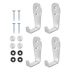 4pcs Stainless Steel Single Wall Hooks Single Prong Holders for Home (Silver)