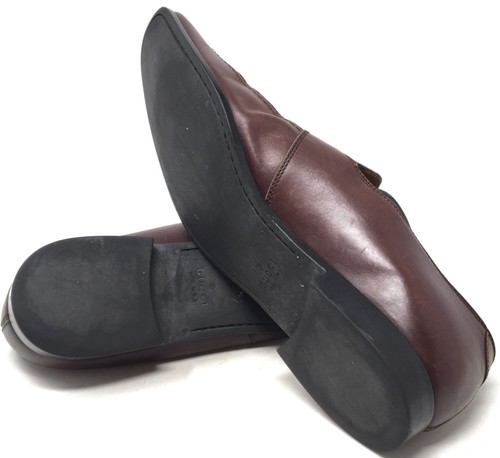 Gucci Gucissama Men's Size 12.5 D Brown Leather GG Logo Slip-On Loafers Shoes - Picture 7 of 9