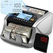 Money Counter Machine Bill Counter with Value Count, Dollar, Euro, MXN, UV/MG...