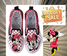 Disney Girl SIZE 1 Minnie Mouse Twin Gore Slip-On Shoes COLOR RED White NWT