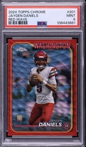 2024 Topps Chrome Red Wave Jayden Daniels ROOKIE 4/5 #201 PSA 9 MINT COMMANDERS