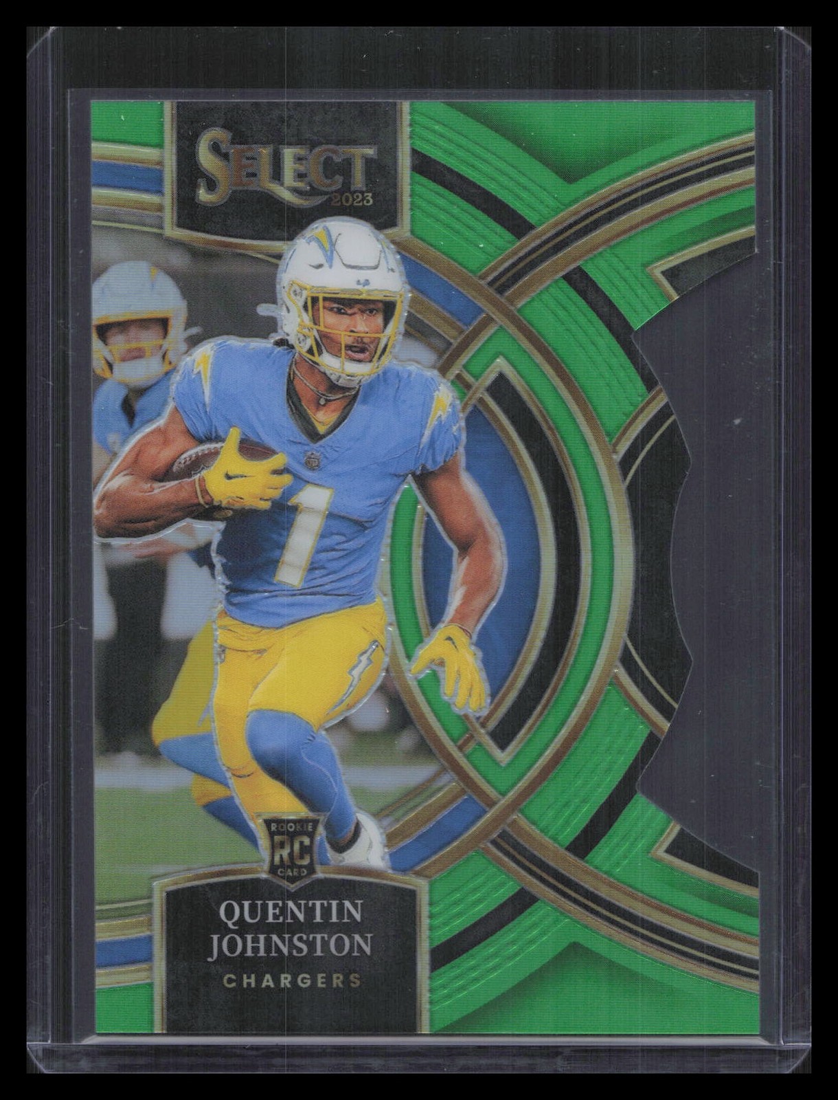 2023 Panini Select #196 Quentin Johnston Neon Green Prizms Die Cuts #/499