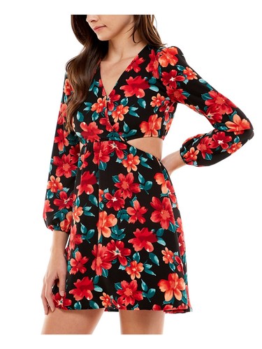 CITY STUDIO Womens Blouson Sleeve Mini Fit + Flare Dress - Picture 3 of 11