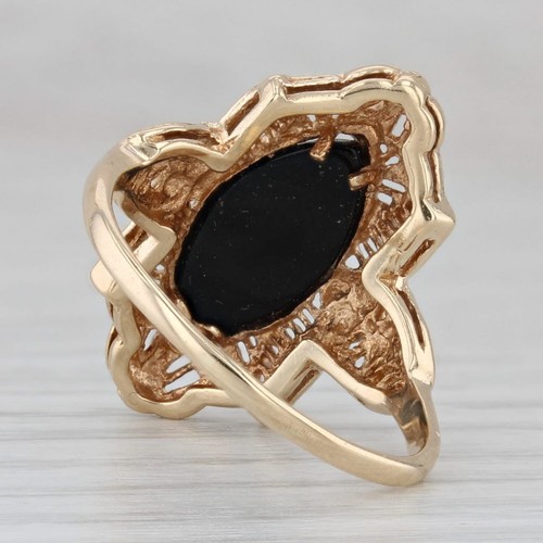 Onyx Navette Cabochon filigran Ring 10k Gelbgold Größe 7,25 - Bild 4 von 10