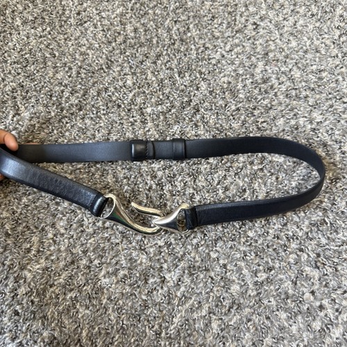 Chicos Vintage Black Leather Belt W/ Silver Hook Buckle Adjustable Size S/M - Imagen 2 de 6