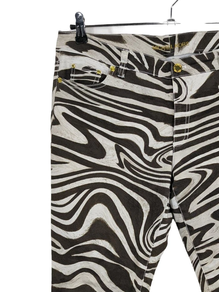 MICHAEL KORS Pantalón de tubo Mujeres Pantalón Talla EU 44 blanco puro-negro - Imagen 3 de 4