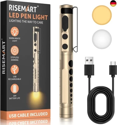 RISEMART Diagnostikleuchte Medizinische, Wiederaufladbare LED Pupillenleuchte mit