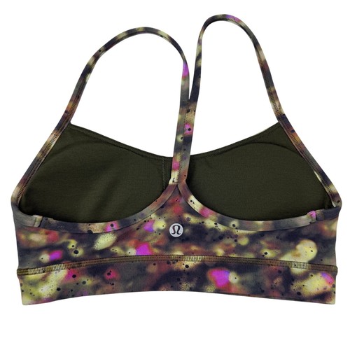 LULULEMON Flow Y Nulu BH Light Support Größe 4 Soft Focus Splatter Grün Multi - Bild 2 von 4
