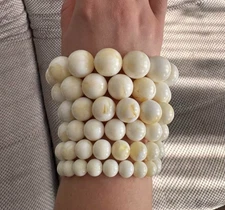 Natural Landscape White Amber Bracelet | Genuine Baltic Amber Jewelry | Handmade