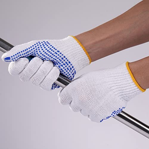 12Pairs Grip Safety Work Gloves Anti-slip Dots Bulk Gloves Moist Cotton Blue - Picture 8 of 8
