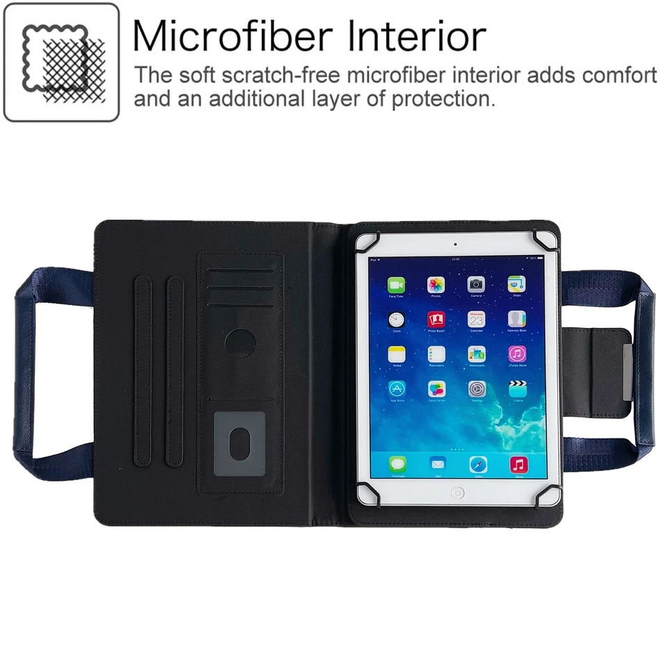 For 10 Inch Universal Tablet Zipper Wallet Folding Stand PU Leather HandBag Case - Image 3 of 4