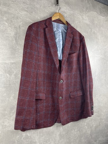 Tom Rusborg Loro Piana rot kariert Leinen Tweed Gr. 54 Blazer Sakko - Bild 3 von 15