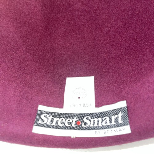 100% Wool Womens Wide Brim Hat By Betmar One Size Red Wine Color Black Band - Picture 6 of 6