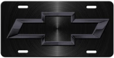 Cool Black Chevy Bowtie Logo on all Back Vanity Aluminum License Plate Tag New