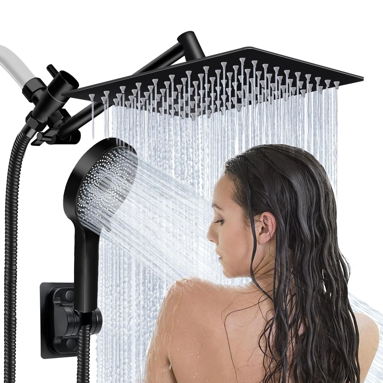 Shower Head,10”Rain Head with Handheld Spray Combo 10 Inch, Black04
