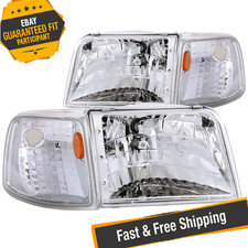 Anzo 111119 Chrome Euro Headlights w Corner Lights for 1993-1997 Ford Ranger