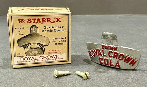 Vintage The Starr “X” Royal Crown Cola Soda Stationary Bottle Opener W/Box - Picture 1 of 10