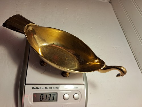 Vintage Brass Planter Swan Goose Bird Trinket DIsh Bowl India Gold 10"L - Picture 22 of 22
