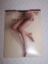 JC Penney East 5th Silky Sheer Satiny Control Top Size Queen Short Off Black