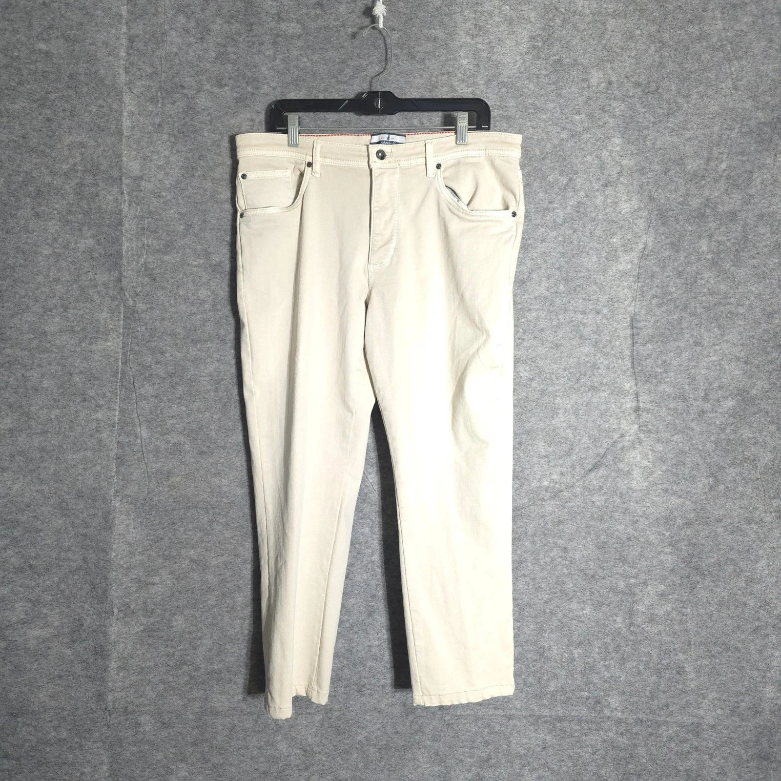 Johnnie-O Newport Pants Men 35x26 Stone Beige Straight Leg Cotton Stretch Casual