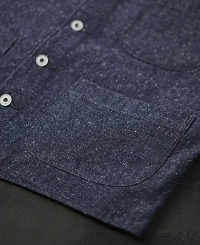 Men's Vest Vintage Denim Yarn Dyed Pocket Work Waistcoat - indigo | Olderbest - Picture 9 of 12