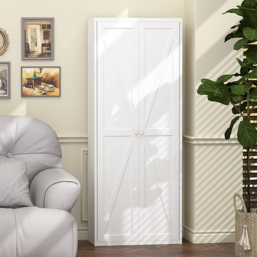 Adjustable 2 Doors Metal Storage Cabinet Freestanding Kitchen Pantry Cabinet - Picture 7 of 21