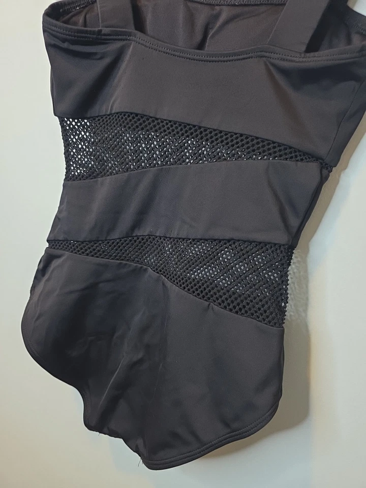 Carmen Marc Valvo Spliced One Piece Womens 10 Black Cutout Mesh Panels Swimwear - Image 4 of 4