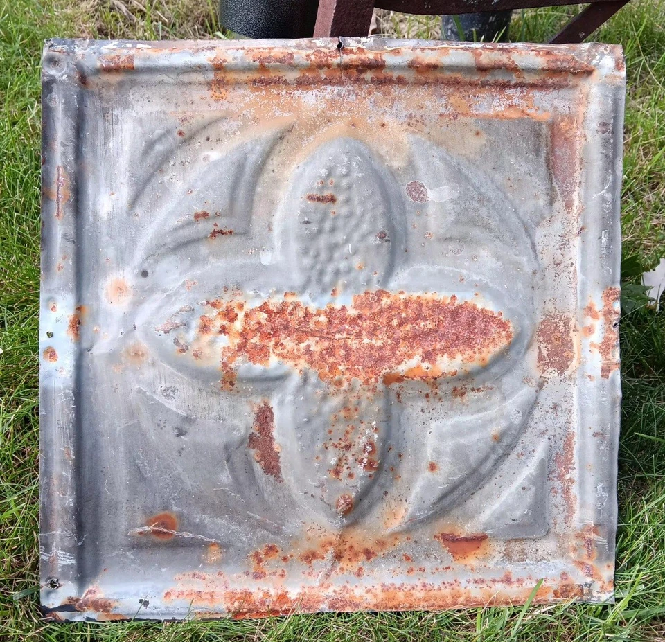 Antiguo techo gótico victoriano azulejo de hojalata lona Shabby Chic trébol cuadrilátero Foto 3 de 4