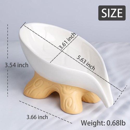 Soap Dish, Soap Holder Self Draining Leaf Shape Soap Dishes, Ceramic Draining... - Picture 4 of 9