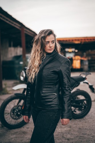 Chaqueta Abrigo Mujer Cuero Motocicleta Estilo Informal Genuino Damas Diseño Motociclista - Imagen 7 de 18