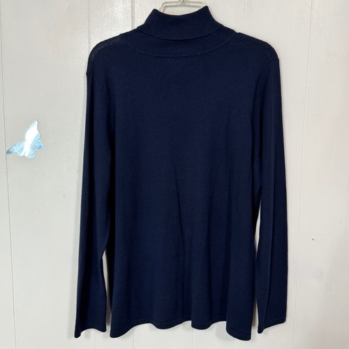 Lauren Ralph Lauren Womens 1X Navy Blue Merino Wool Blend Turtleneck Sweater - Picture 4 of 10