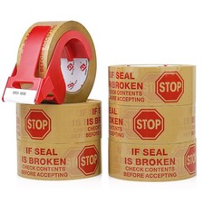 Brown "Stop Sign" Sealing Tape with Dispenser 2 Inch x 110 Yards Packing
