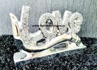 CRUSHED DIAMOND SILVER CRYSTAL ‘’ LOVE ‘’ SIGN, In Hand SHELF SITTER NEW_UK