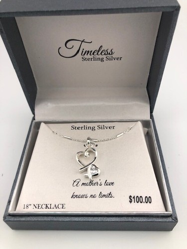 Sterling Silver Double Open Heart Pendant 18" Dainty Necklace MSRP $100 - Picture 3 of 5