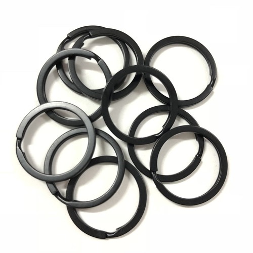 25-35MM Strong Steel Split Rings Black Key Ring Metal Loop Flat Keychain Holder - Picture 2 of 15