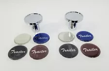 Chrome Tractor Trailer Air Brake Valve Knobs - Blue, Red, Silver, Black Set