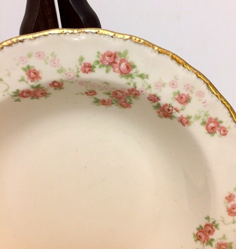 Vintage Rosas Rosa Borde Dorado Pope Gosser Berry Bowl 5 3/4" EE. UU. Esterlina - Imagen 2 de 6